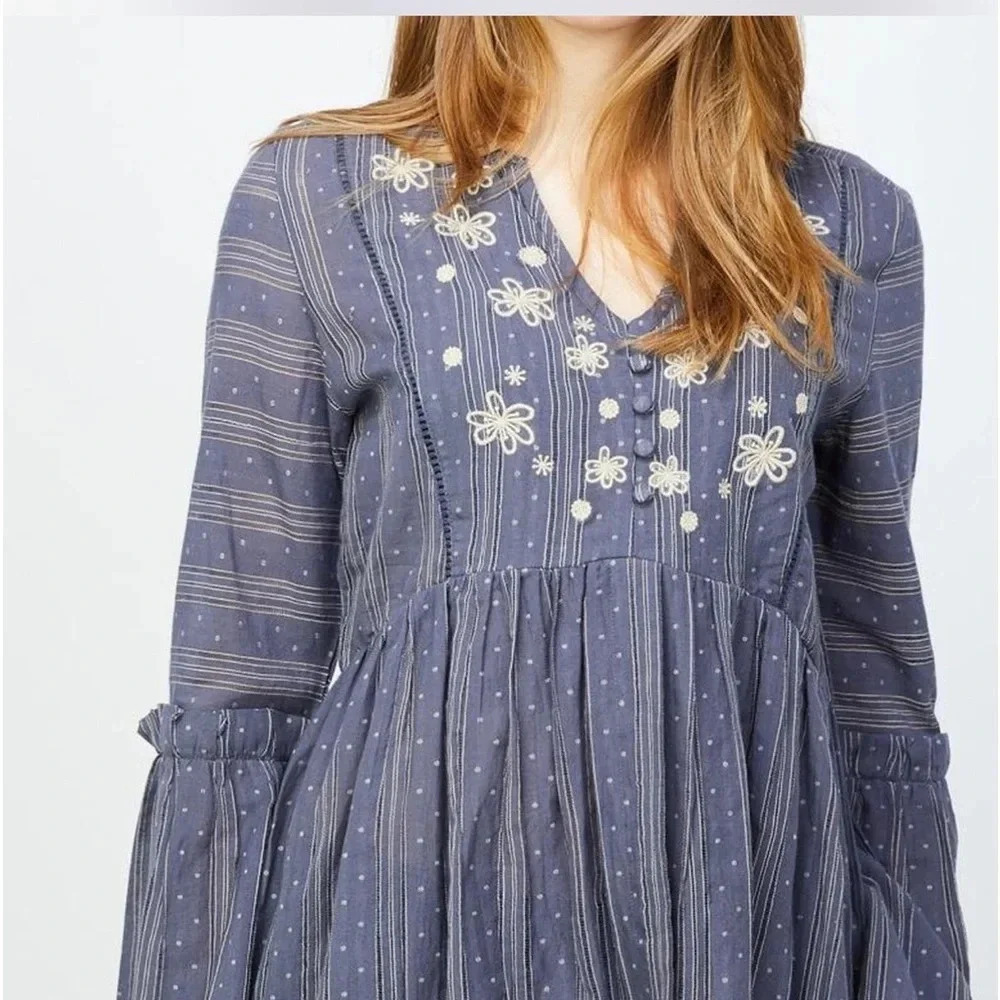 RD+KoKo Anthropologie Dobby Top Women's Babydoll Bohemian Blouse